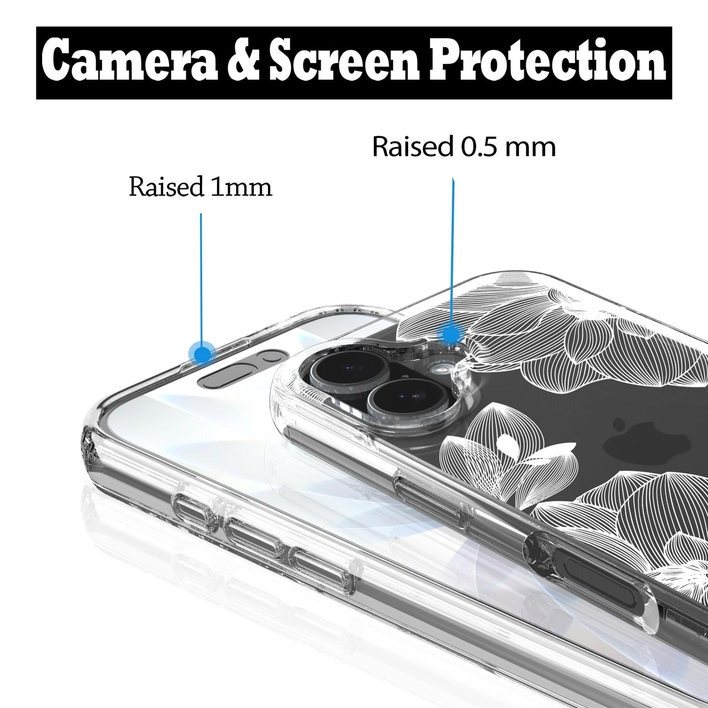 iPhone 17 Case, Anti-Scratch Clear Case - White Lace Chrysanthemum