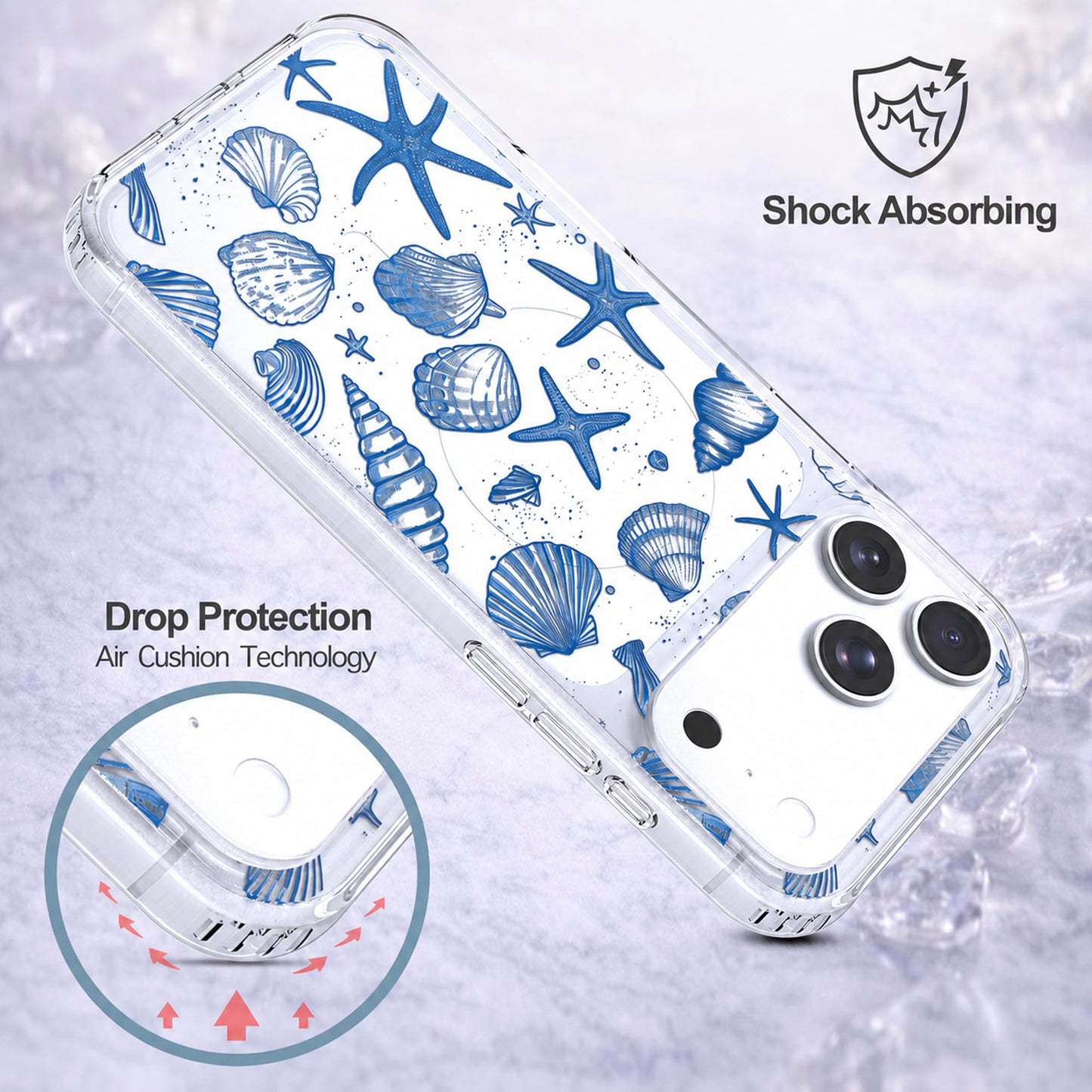iPhone 17 Pro Max Case, Anti-Scratch Clear Case - Cute Ocean Beach