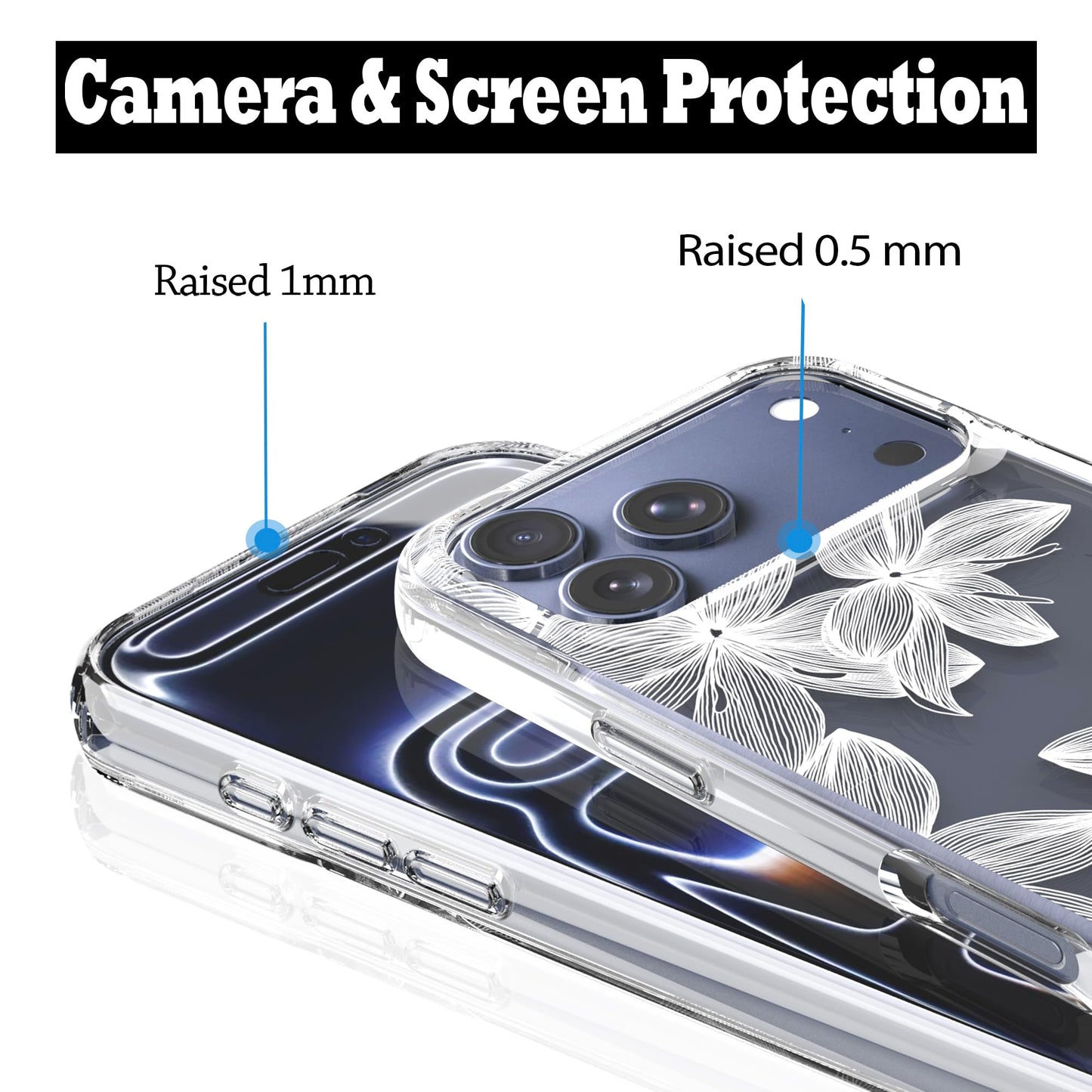 iPhone 17 Pro Case, Anti-Scratch Clear Case - White Flowers