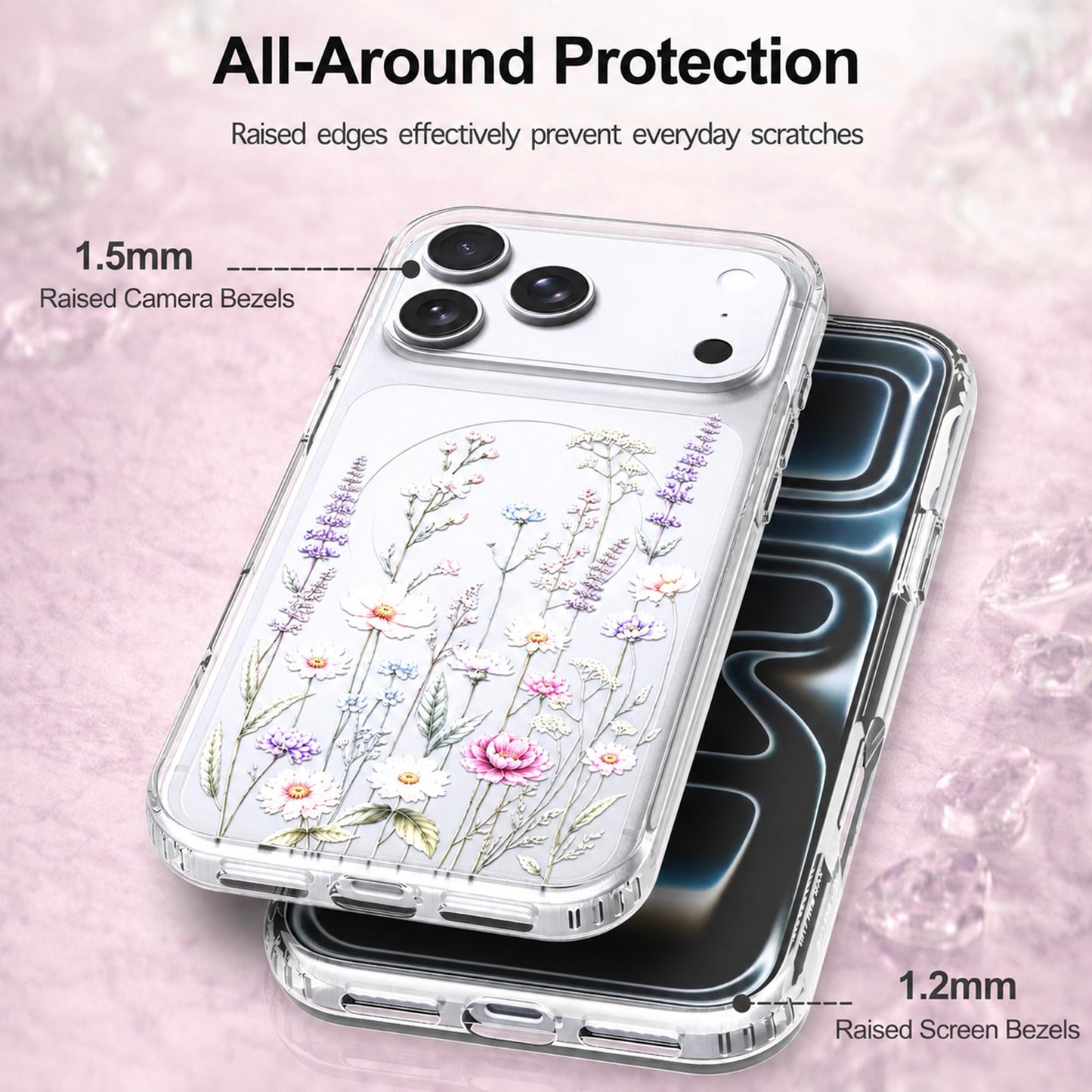 iPhone 17 Pro Max Case, Anti-Scratch Clear Case - Wildflower Botanical