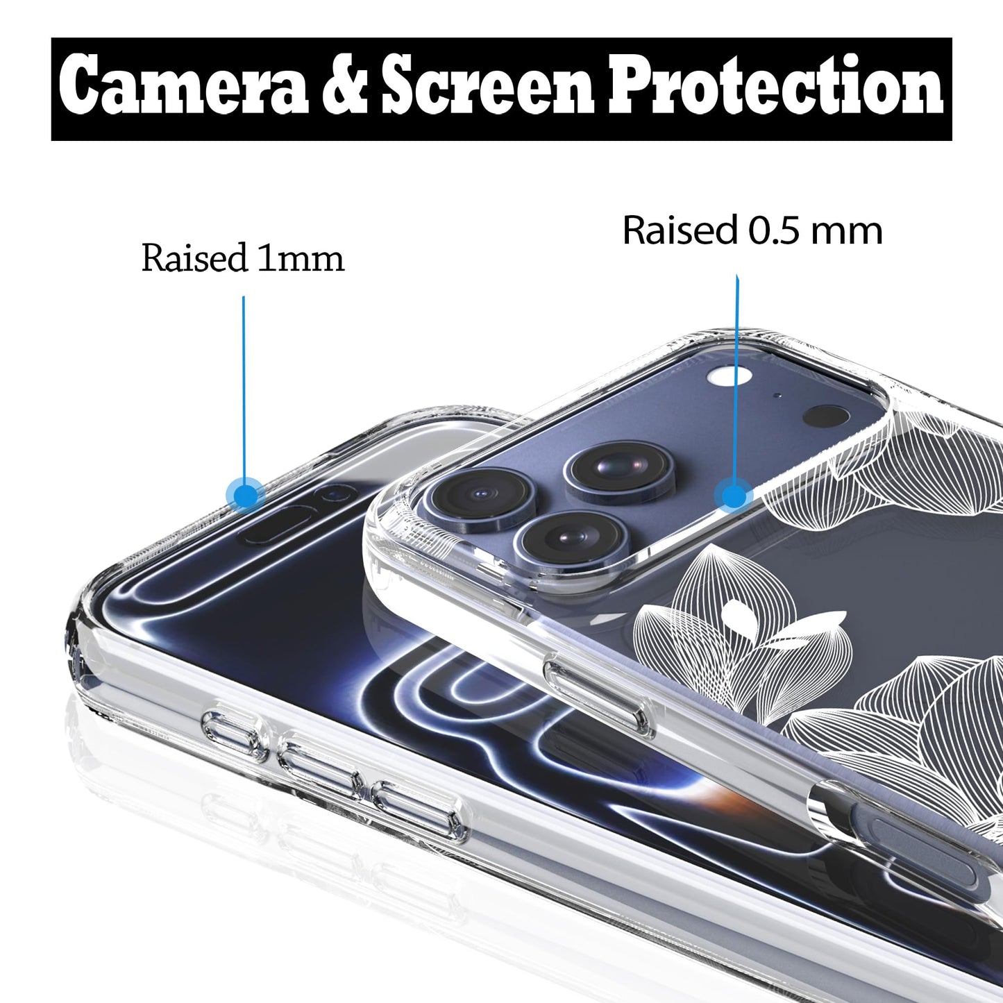 iPhone 17 Pro Case, Anti-Scratch Clear Case - White Lace Chrysanthemum