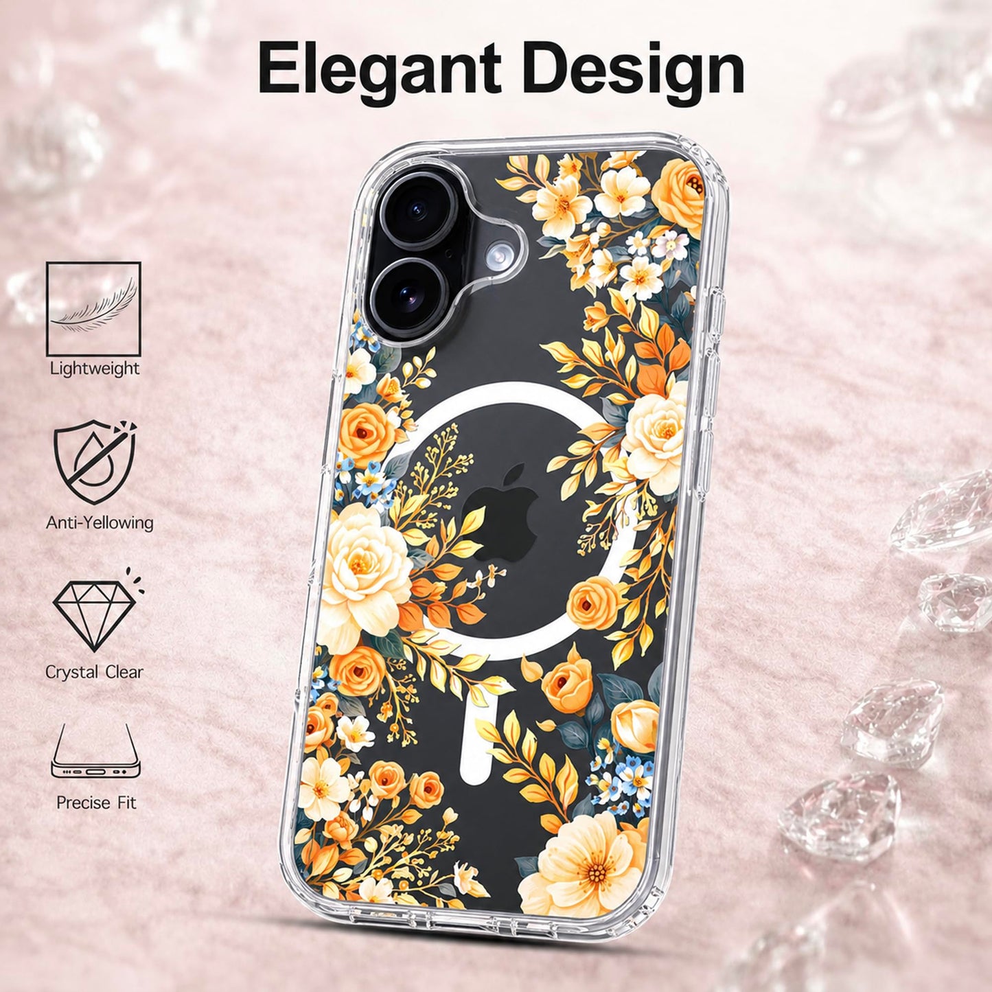 iPhone 17 Case, Anti-Scratch Clear Case - Rose Blossom