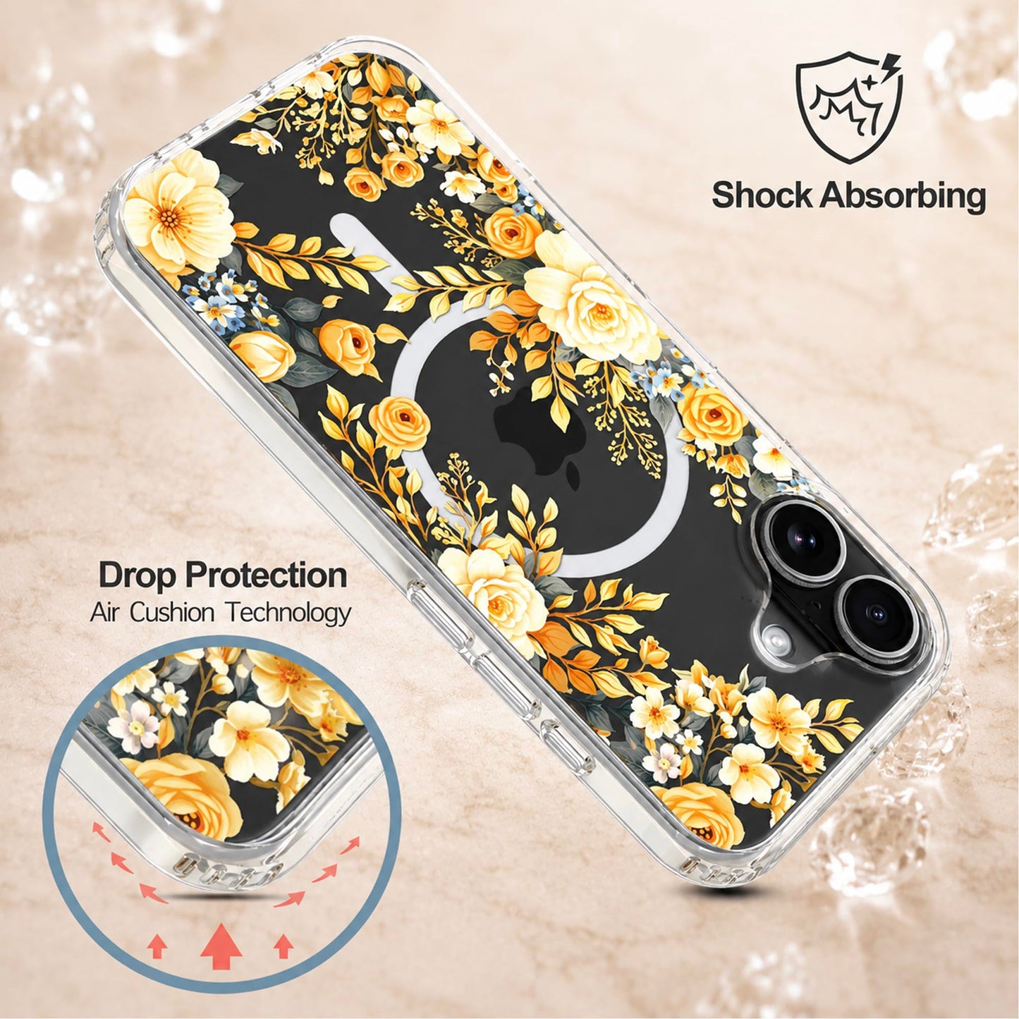 iPhone 17 Case, Anti-Scratch Clear Case - Rose Blossom