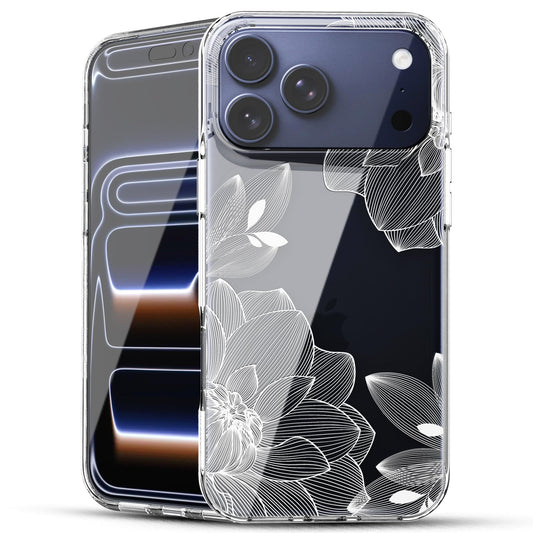 iPhone 17 Pro Case, Anti-Scratch Clear Case - White Lace Chrysanthemum