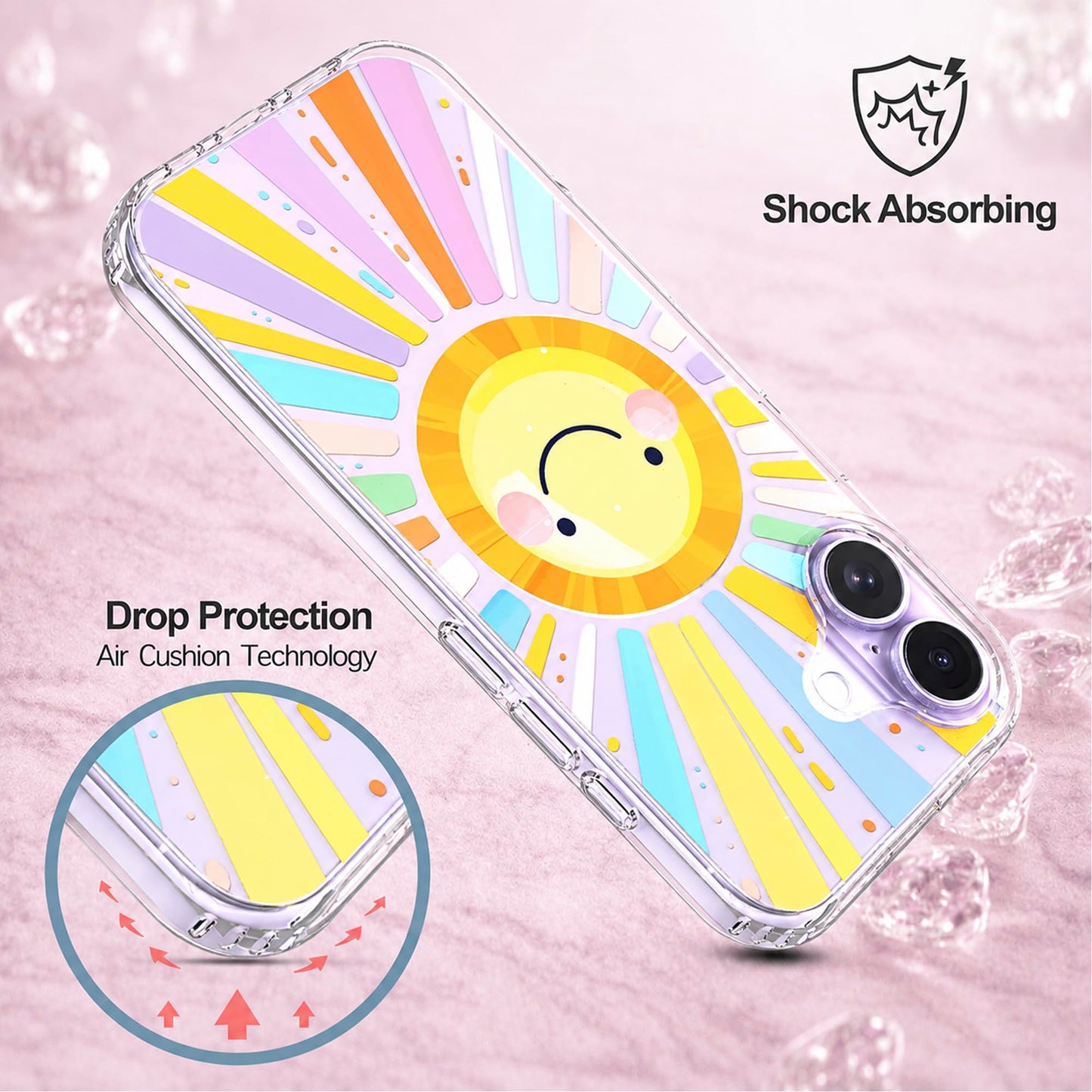 iPhone 17 Case, Anti-Scratch Clear Case - Rainbow Sun