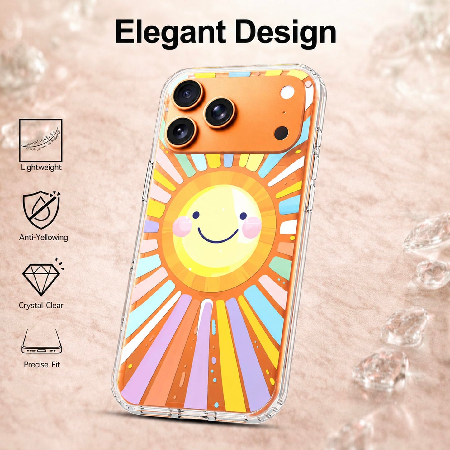 iPhone 17 Pro Max Case, Anti-Scratch Clear Case - Rainbow Sun