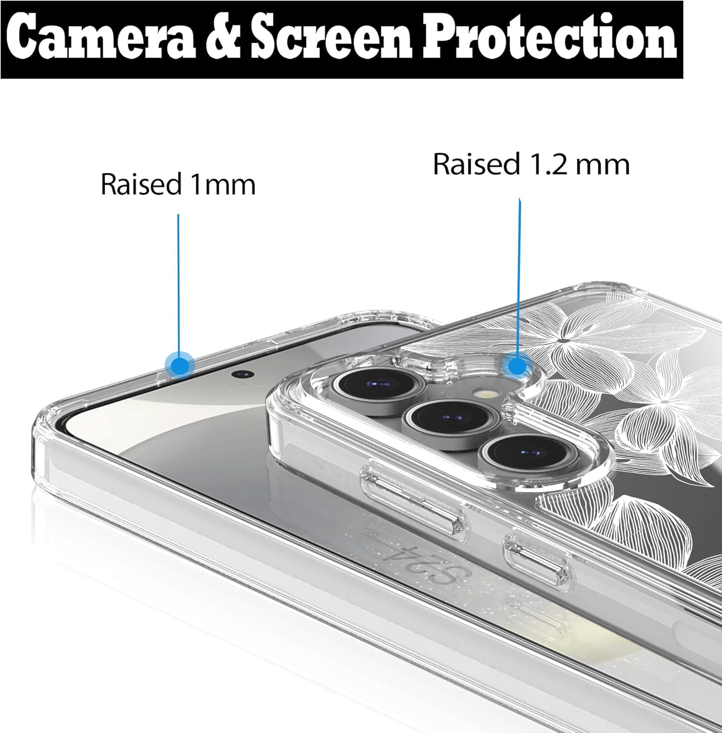 Samsung Galaxy S24 FE Case, Anti-Scratch Clear Case with Design - White Flower