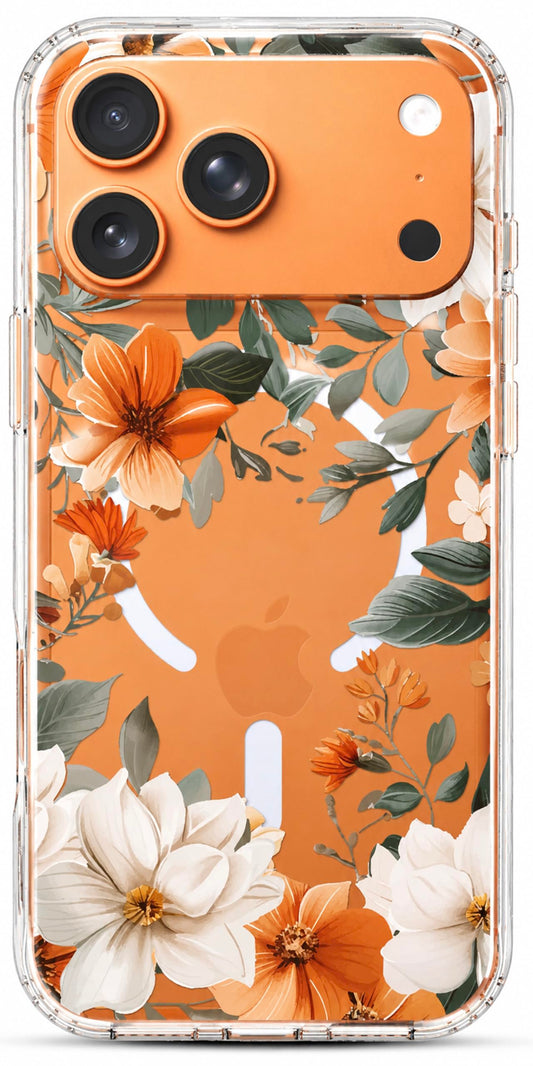 iPhone 17 Pro Max Case, Anti-Scratch Clear Case - Orange Flower