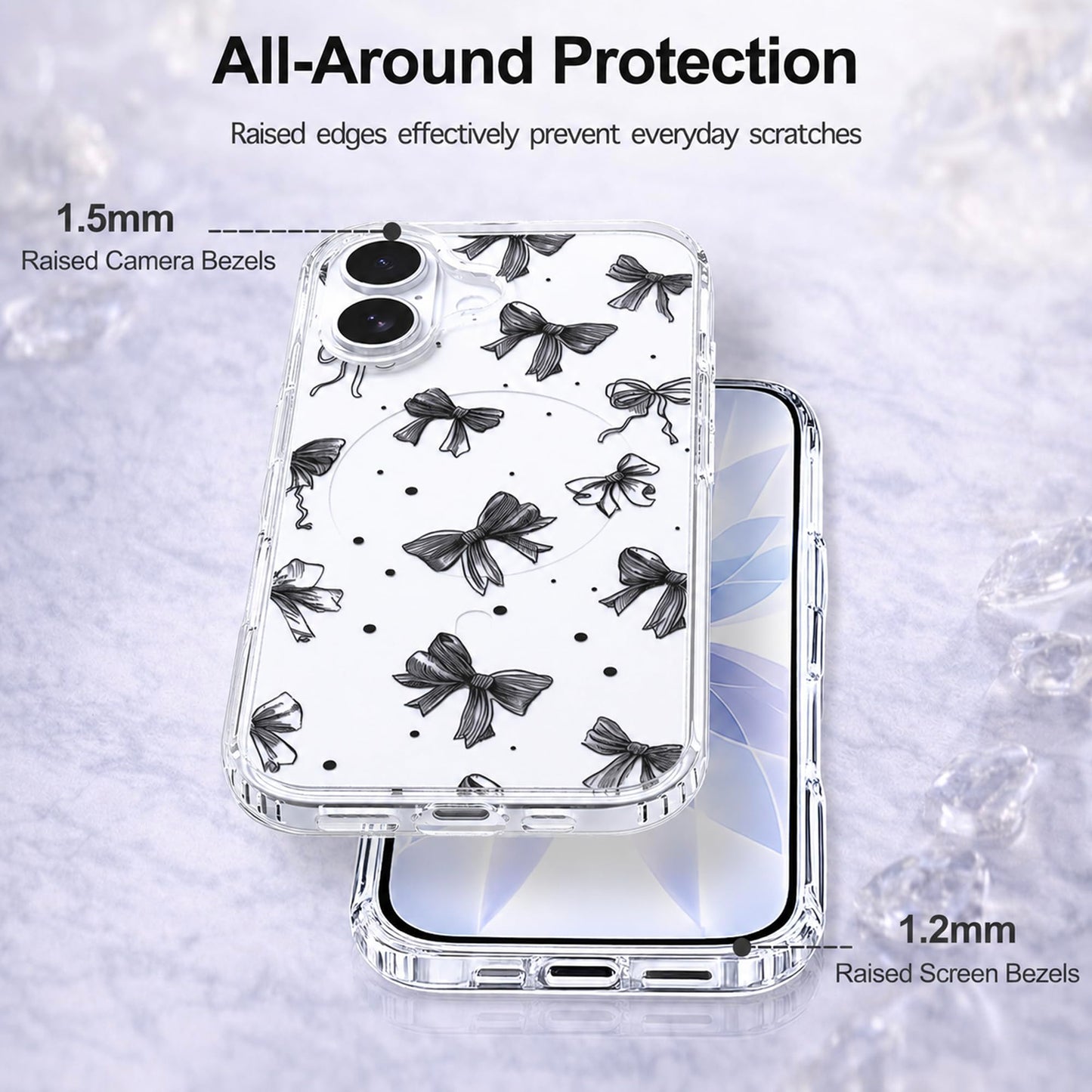 iPhone 17 Case, Anti-Scratch Clear Case - Cute Black Ribbon