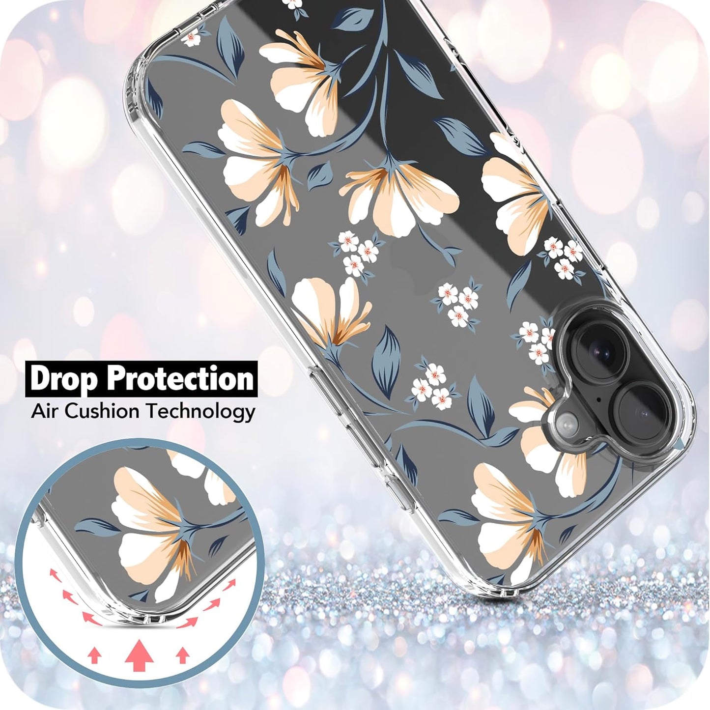 iPhone 16 Case, Anti-Scratch Clear Case - Lily Flower