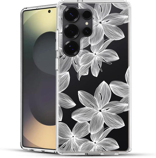 Samsung Galaxy S25 Ultra Case, Anti-Scratch Clear Case with Design - White Flower