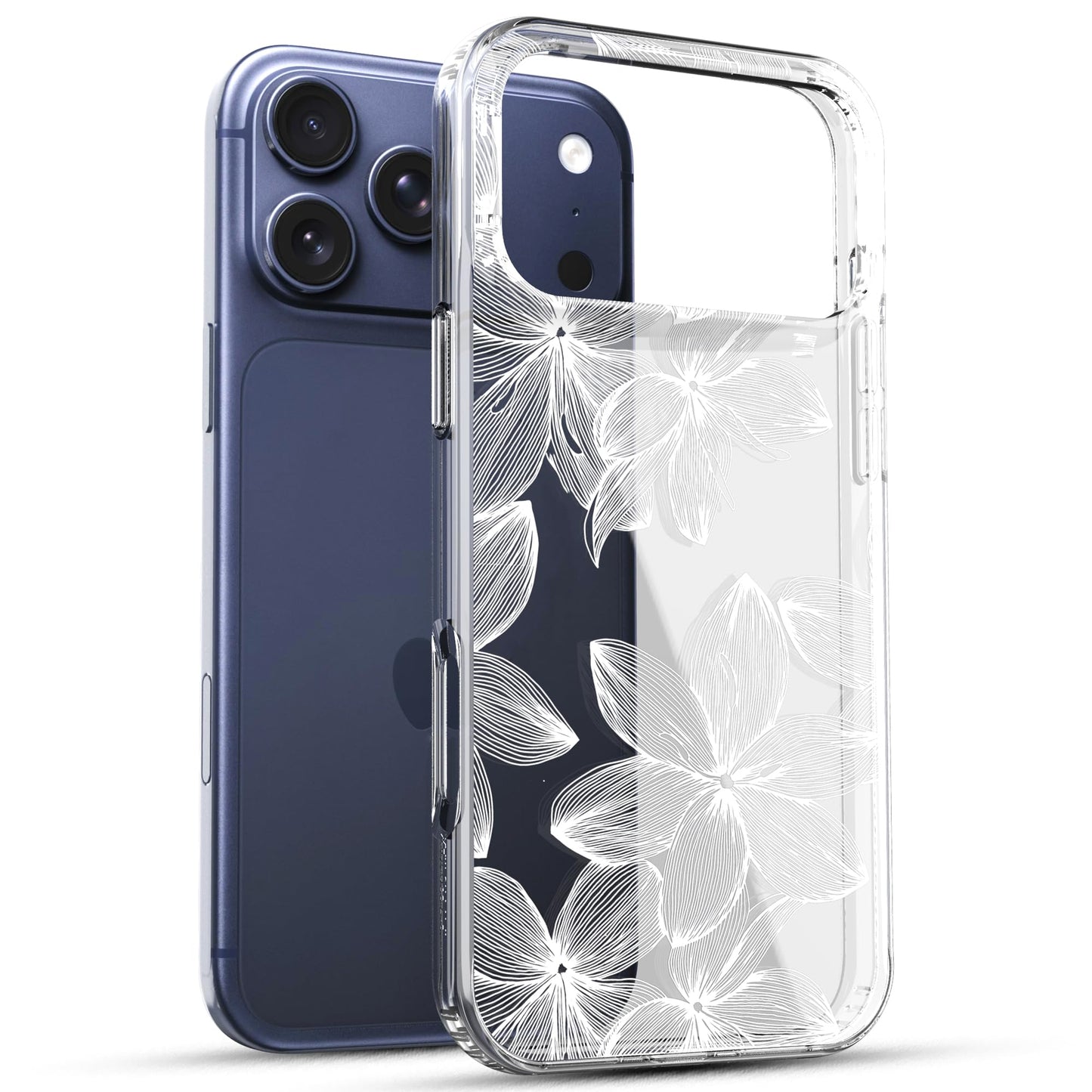 iPhone 17 Pro Case, Anti-Scratch Clear Case - White Flowers