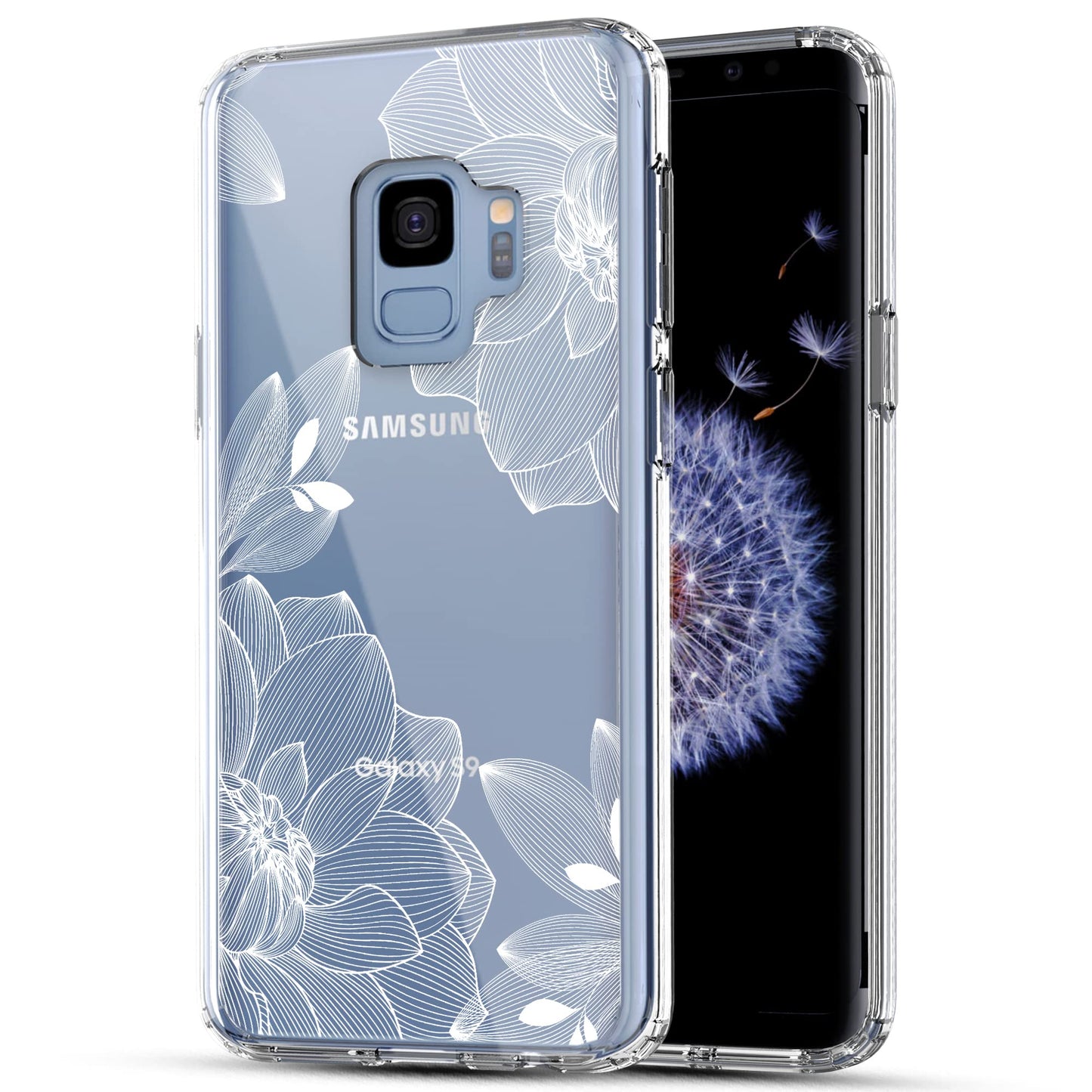 Samsung Galaxy S9 Case, Anti-Scratch Clear Case - White Lace Chrysanthemum