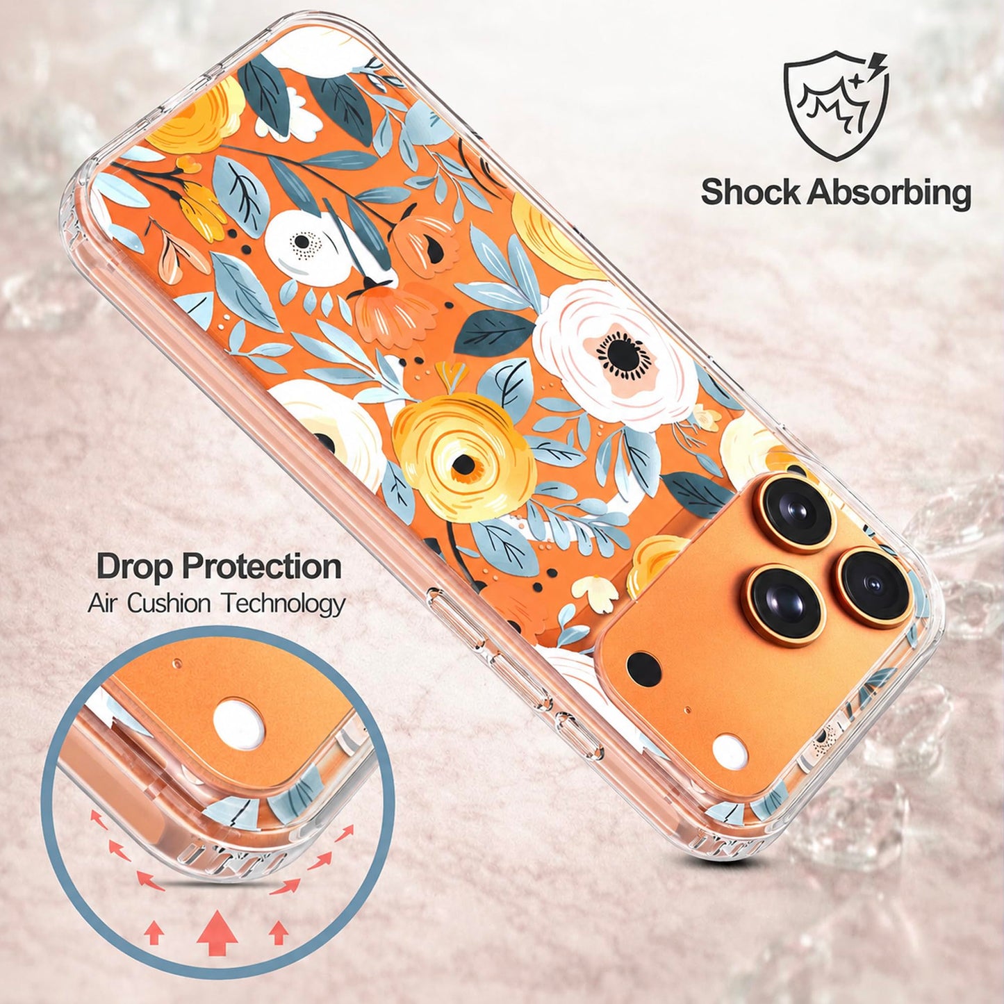 iPhone 17 Pro Max Case, Anti-Scratch Clear Case - Flower Blossom