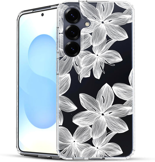 Samsung Galaxy S25 Plus Case, Anti-Scratch Clear Case with Design - White Flower