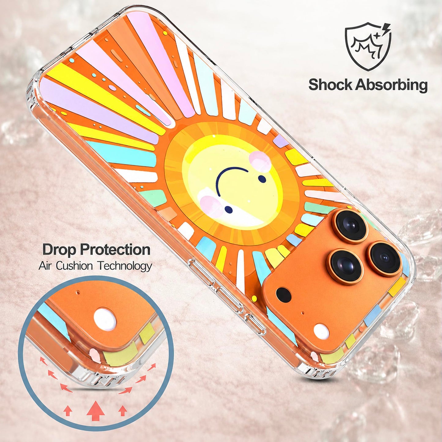 iPhone 17 Pro Max Case, Anti-Scratch Clear Case - Rainbow Sun