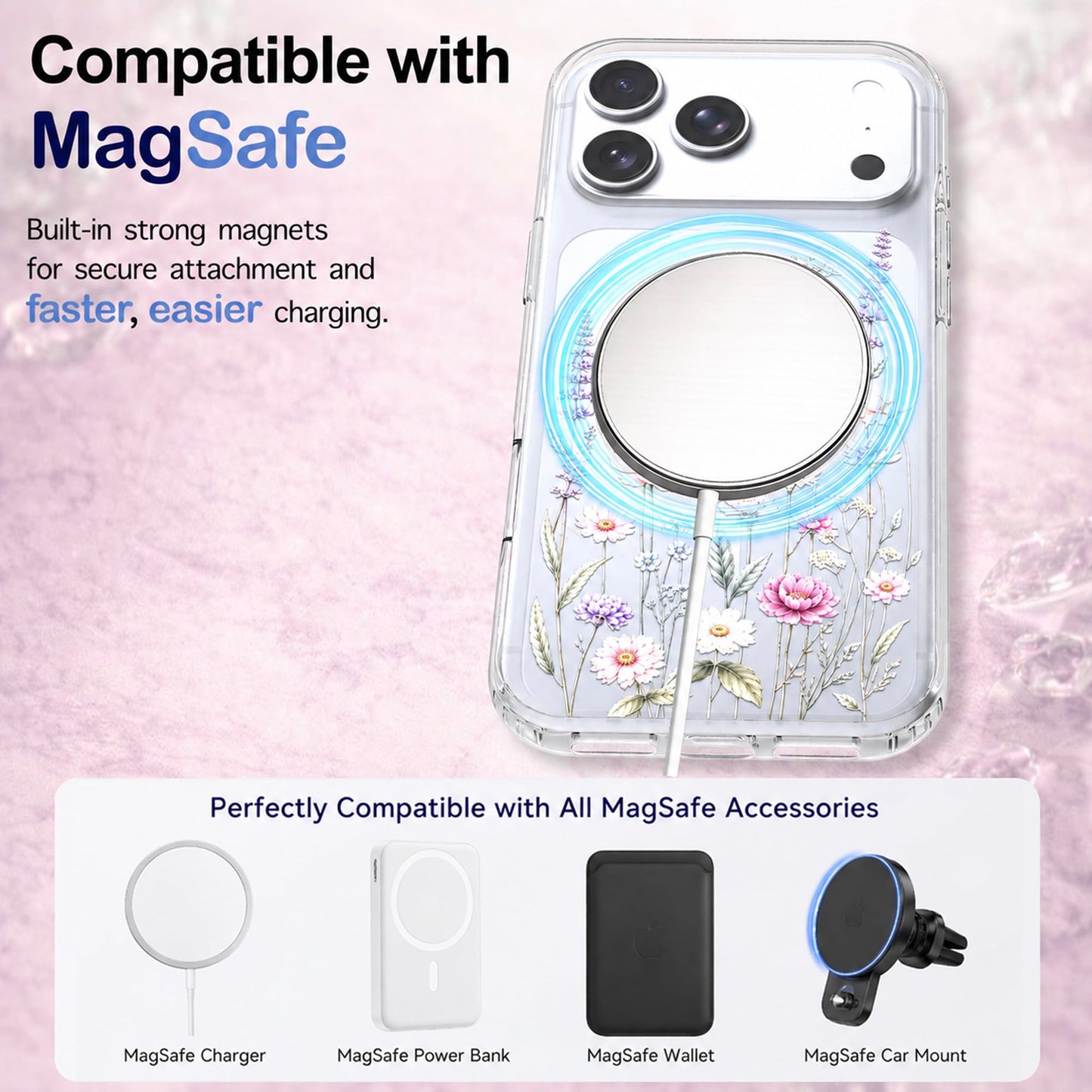 iPhone 17 Pro Max Case, Anti-Scratch Clear Case - Wildflower Botanical