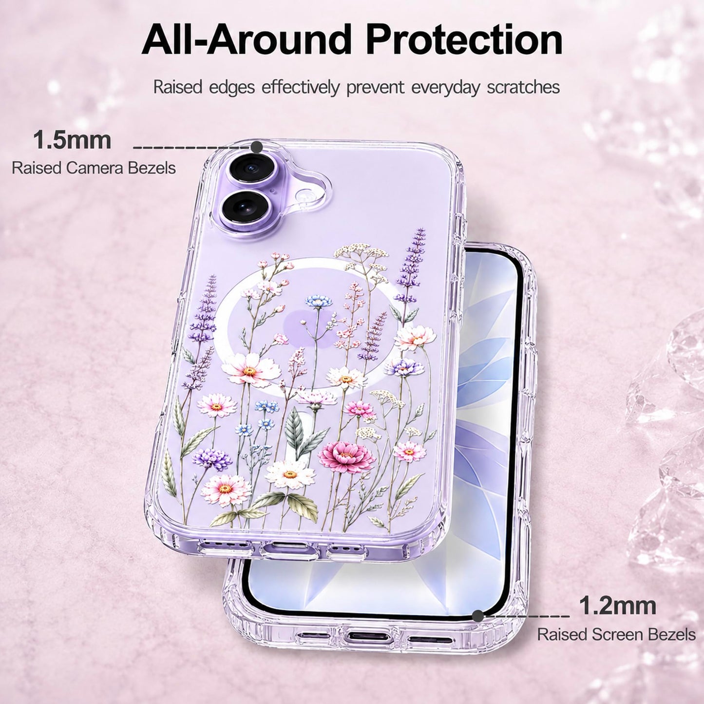 iPhone 17 Case, Anti-Scratch Clear Case - Wildflower Botanical