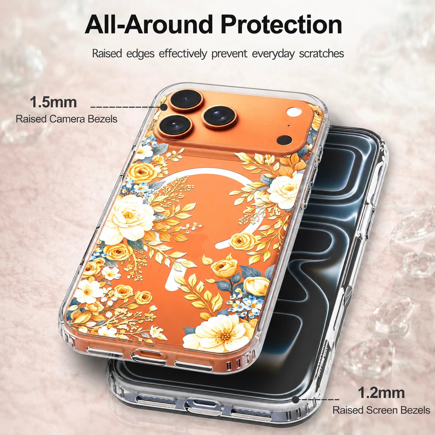 iPhone 17 Pro Max Case, Anti-Scratch Clear Case - Rose Blossom