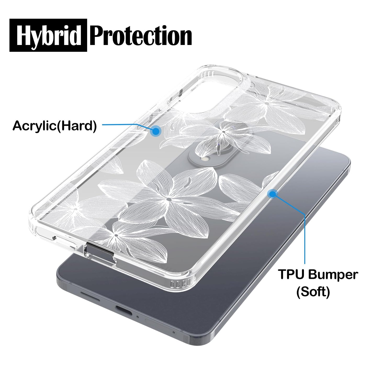 Samsung Galaxy S25 Edge Case, Anti-Scratch Clear Case with Design - White Flower