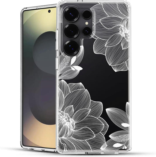 Samsung Galaxy S25 Ultra Case, Anti-Scratch Clear Case with Design - Lace Chrysanthemum