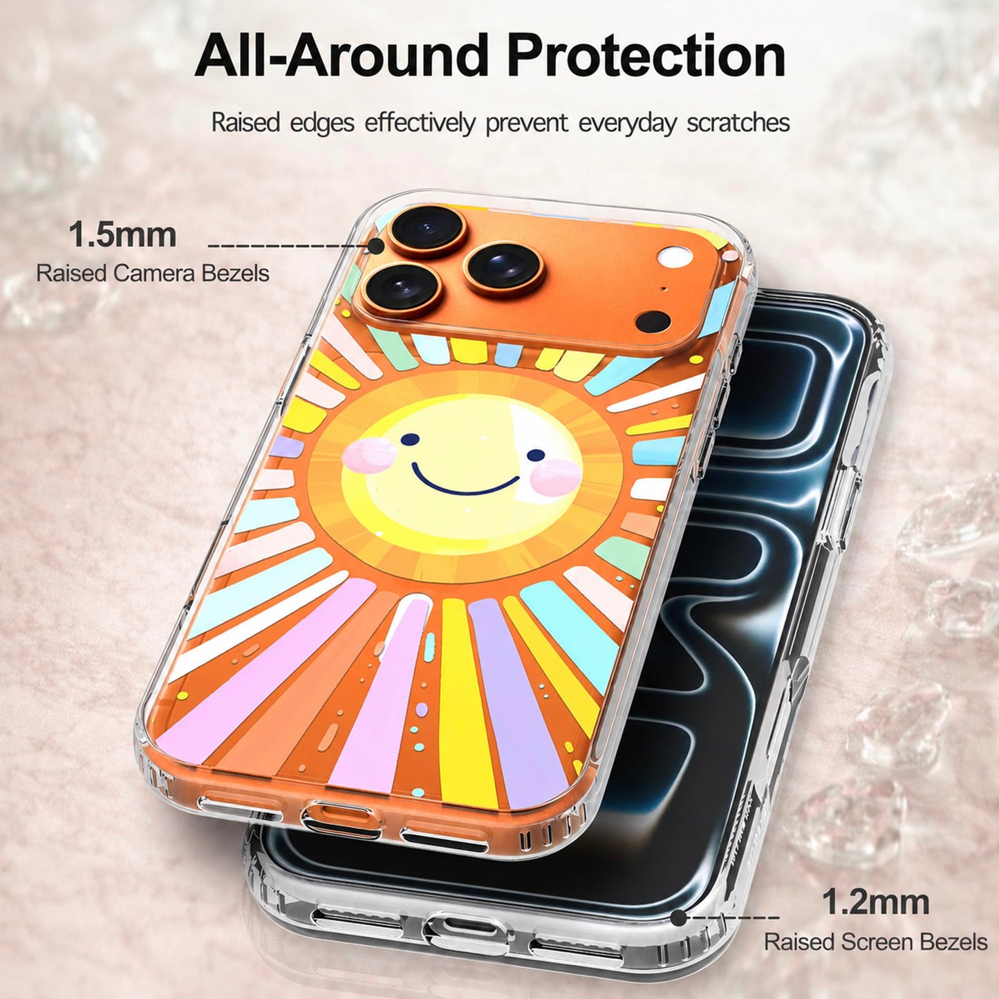 iPhone 17 Pro Max Case, Anti-Scratch Clear Case - Rainbow Sun