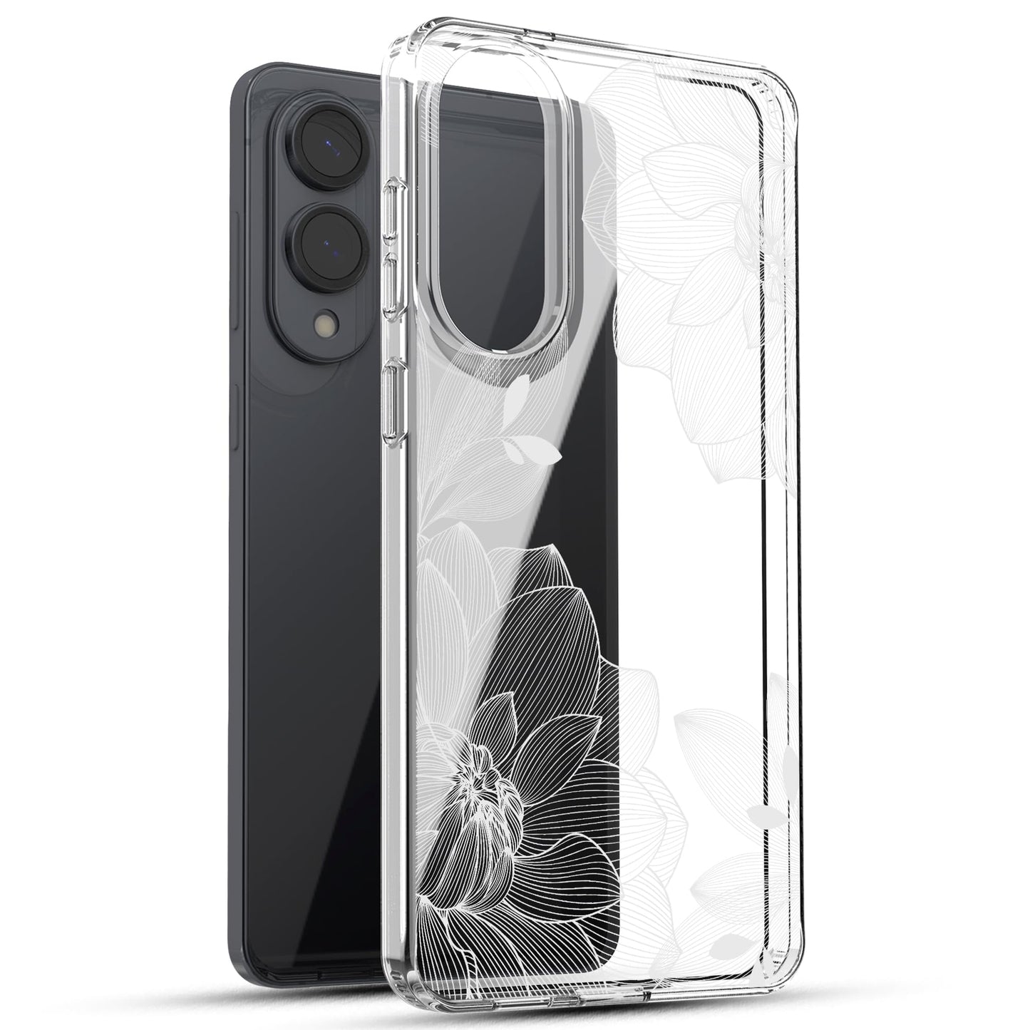 Samsung Galaxy S25 Edge Case, Anti-Scratch Clear Case with Design - White  Lace Chrysanthemum