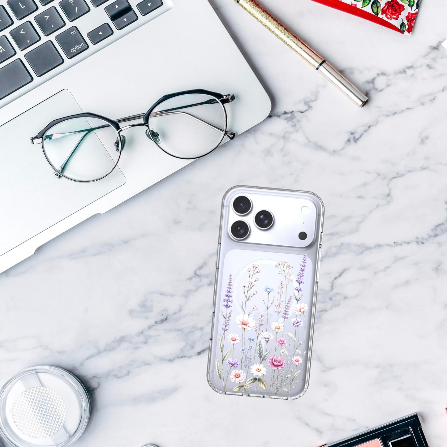 iPhone 17 Pro Max Case, Anti-Scratch Clear Case - Wildflower Botanical