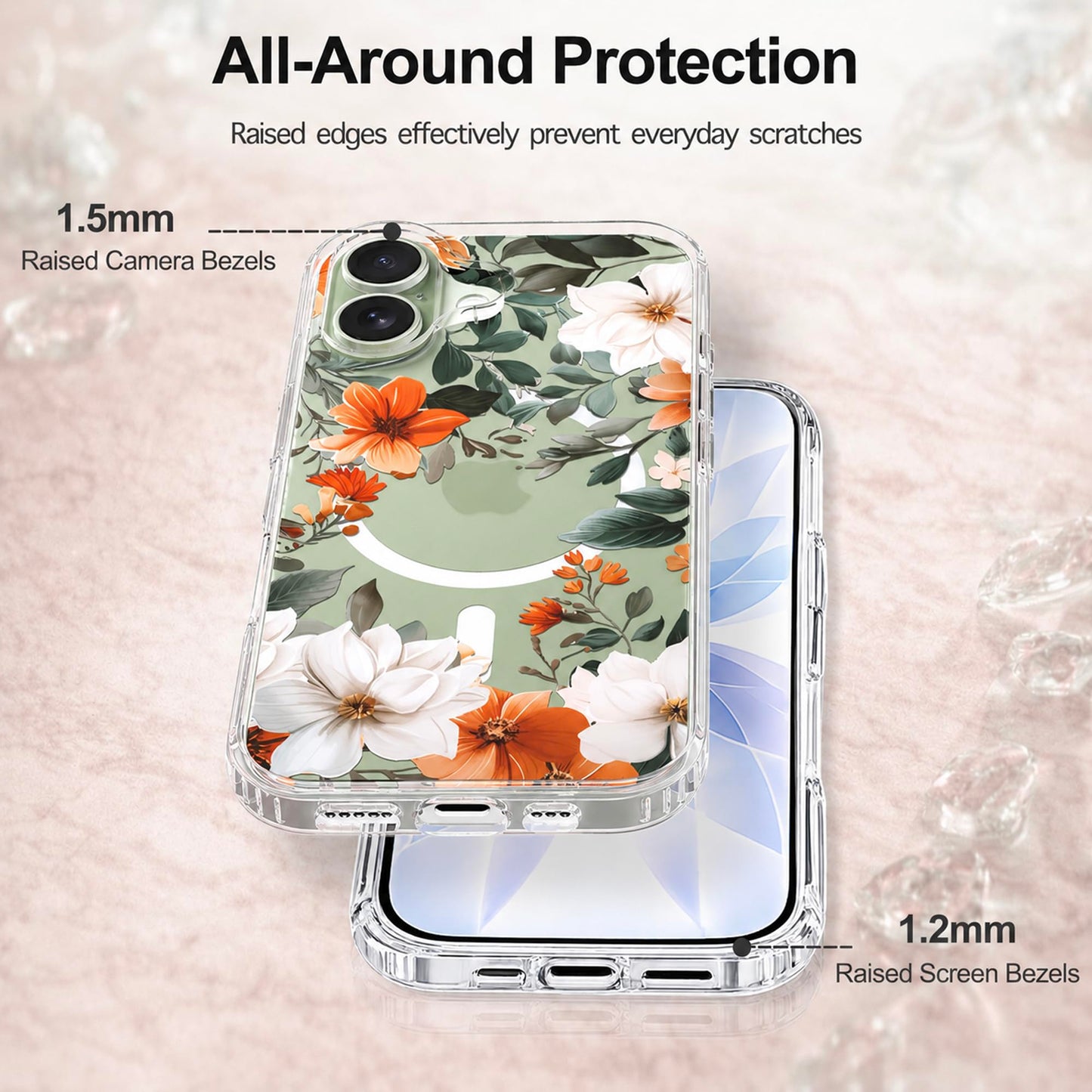 iPhone 17 Case, Anti-Scratch Clear Case - Orange Flower
