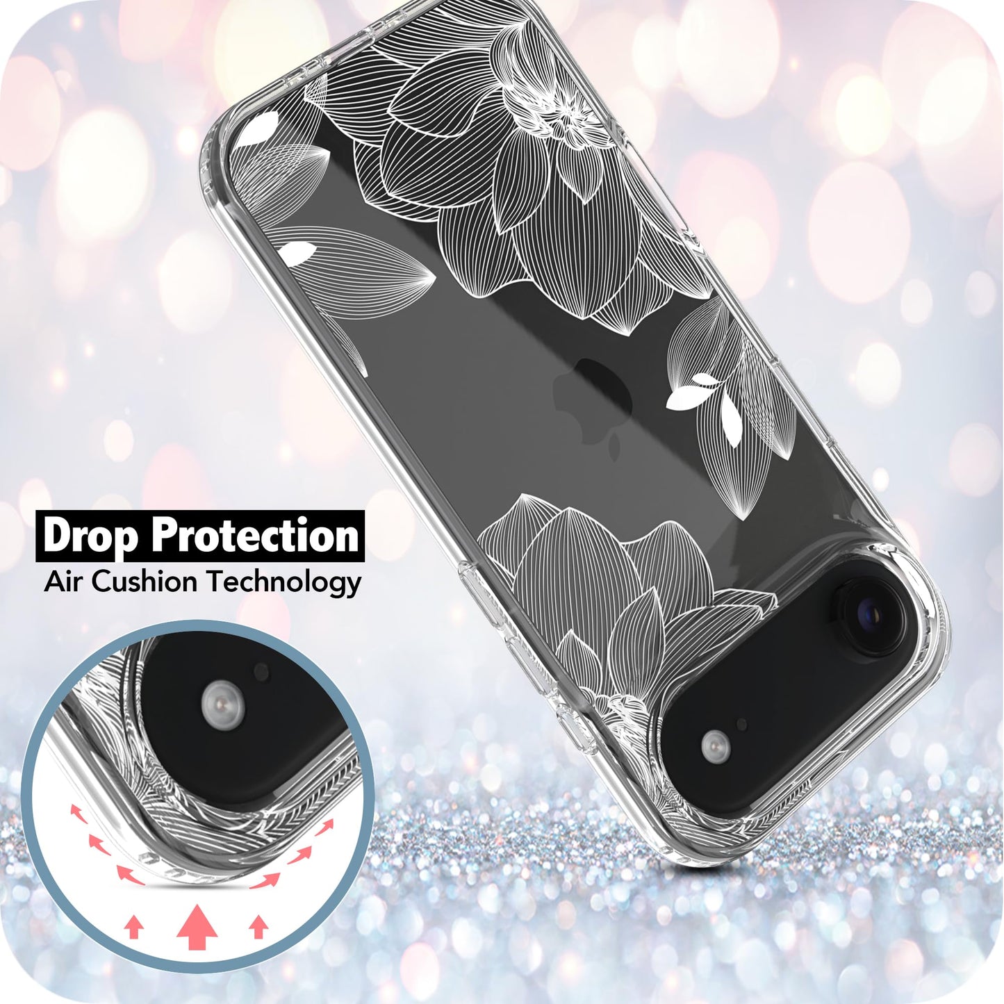 iPhone Air Case, Anti-Scratch Clear Case - White Lace Chrysanthemum