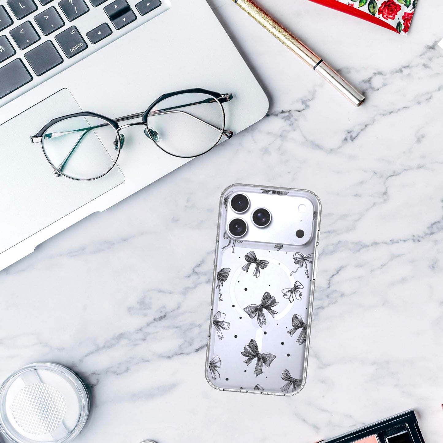 iPhone 17 Pro Max Case, Anti-Scratch Clear Case - Cute Black Ribbon
