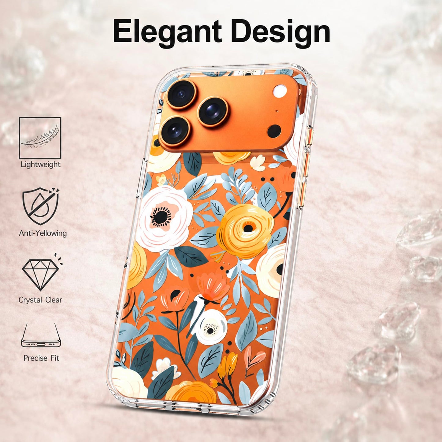 iPhone 17 Pro Max Case, Anti-Scratch Clear Case - Flower Blossom