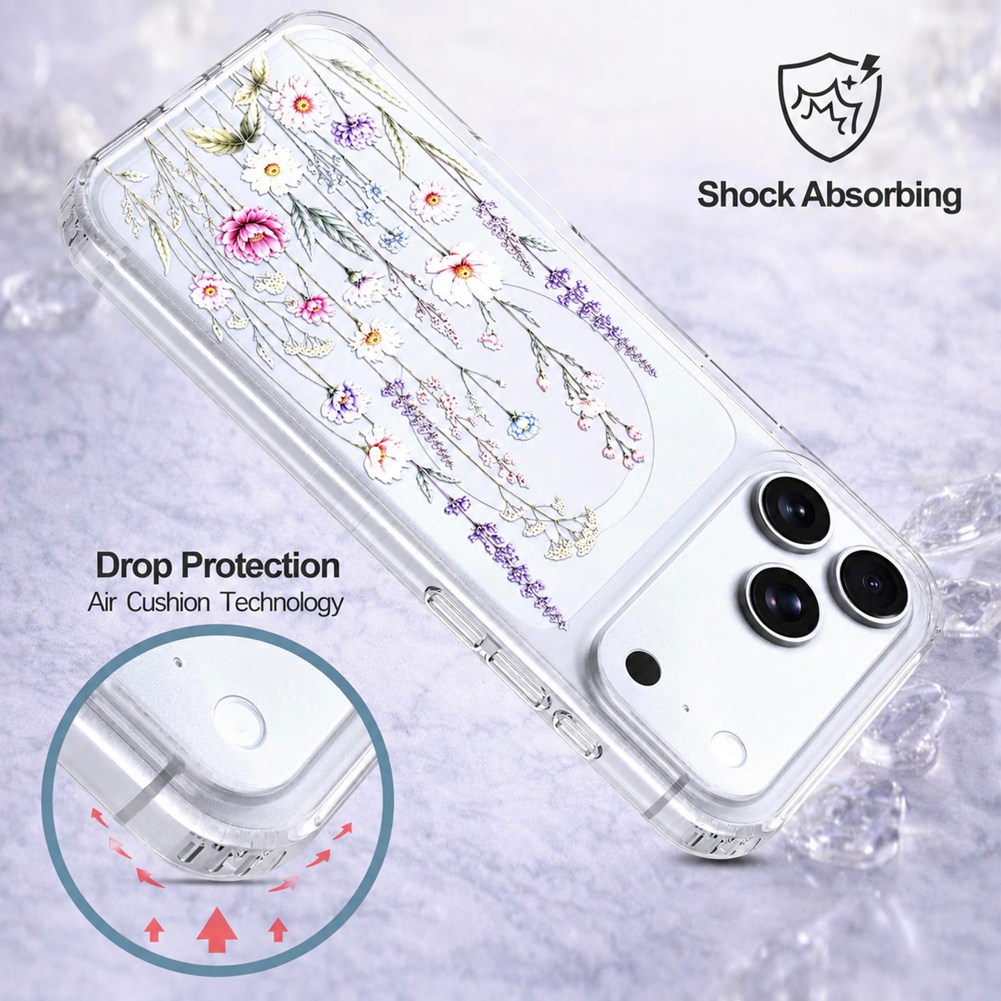 iPhone 17 Pro Max Case, Anti-Scratch Clear Case - Wildflower Botanical