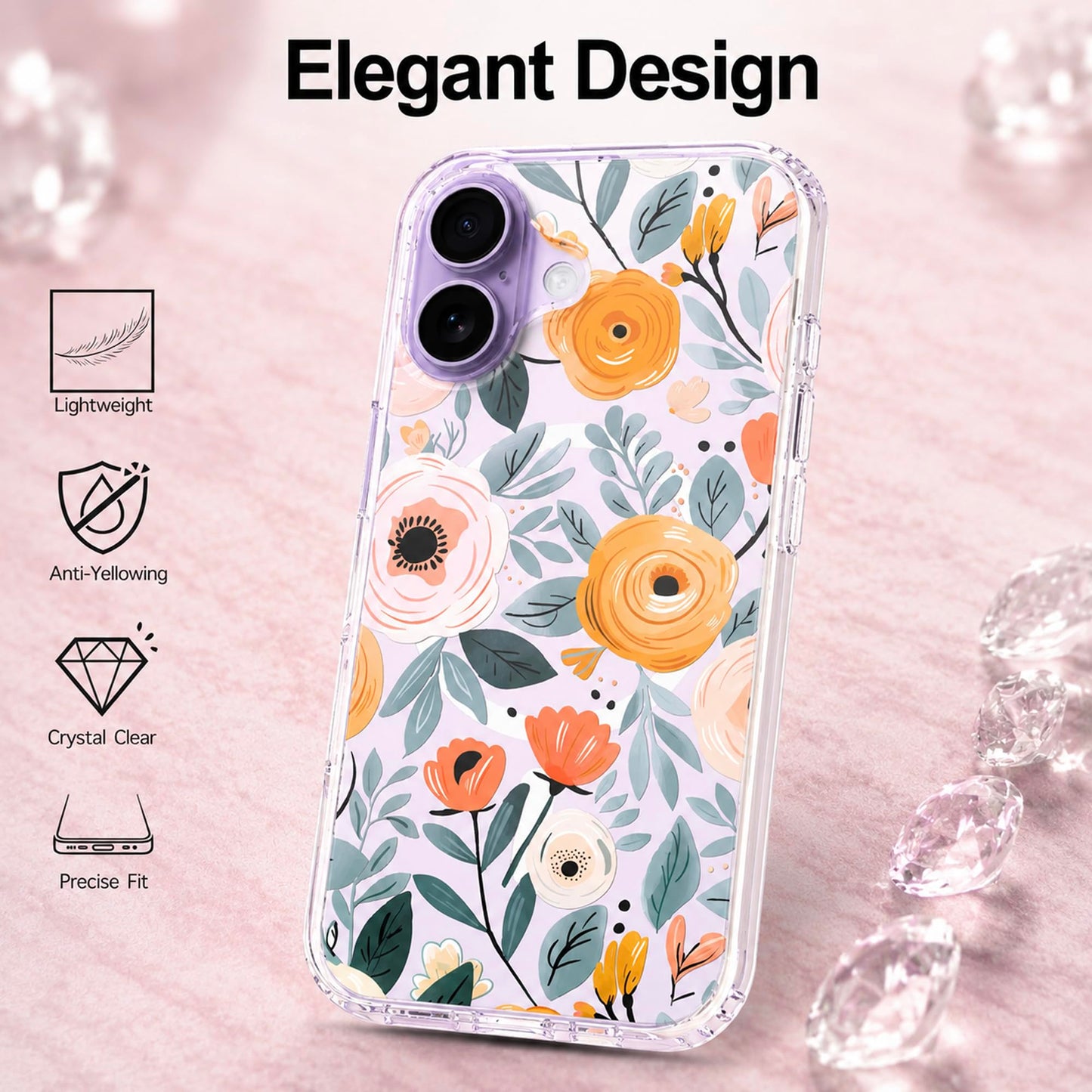 iPhone 17 Case, Anti-Scratch Clear Case - Flower Blossom