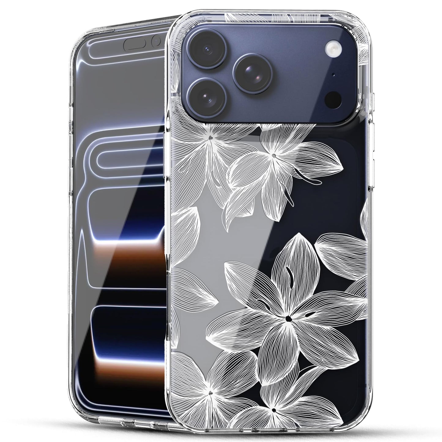 iPhone 17 Pro Case, Anti-Scratch Clear Case - White Flowers