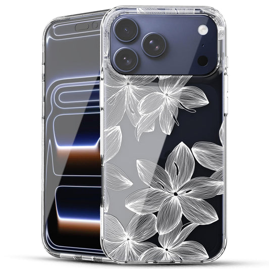 iPhone 17 Pro Case, Anti-Scratch Clear Case - White Flowers