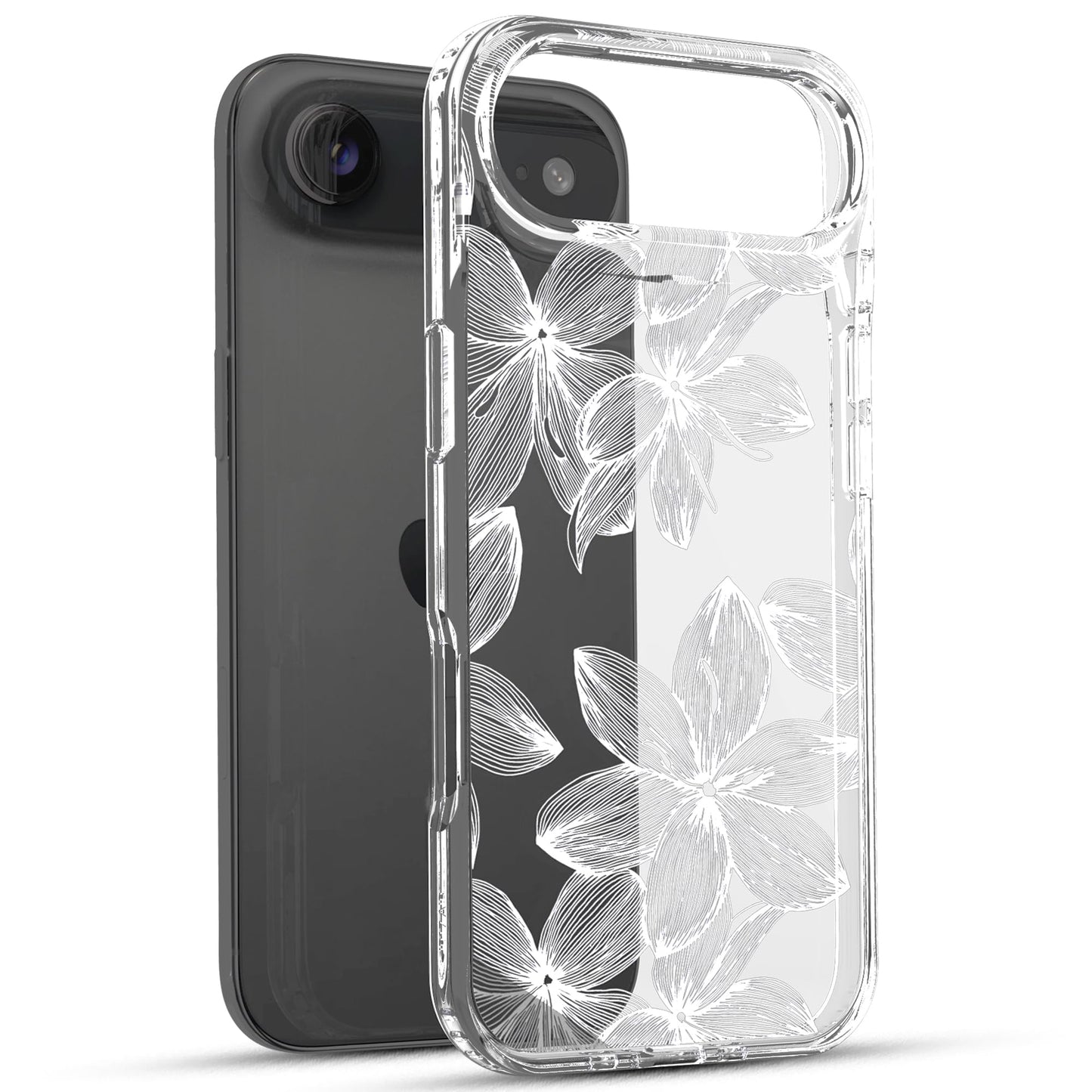 iPhone Air Case, Anti-Scratch Clear Case - White Flowers