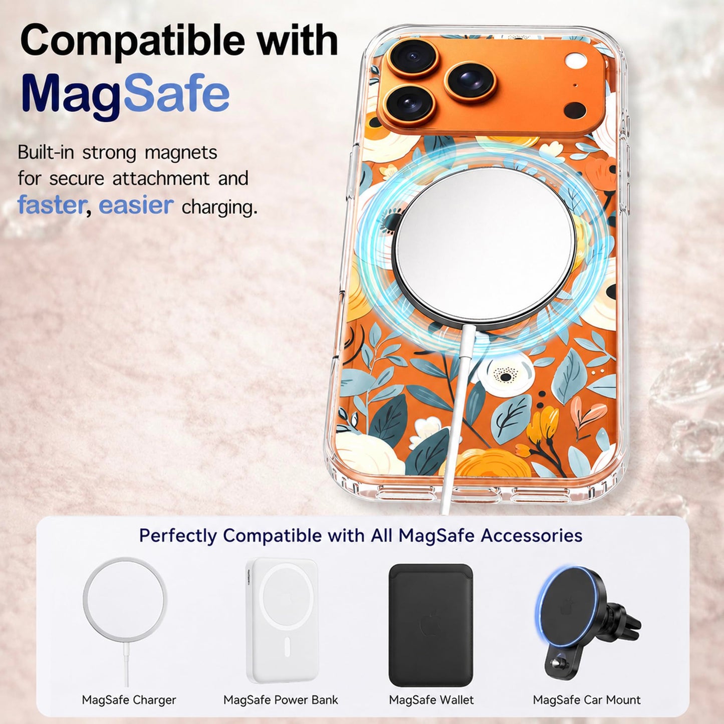 iPhone 17 Pro Max Case, Anti-Scratch Clear Case - Flower Blossom
