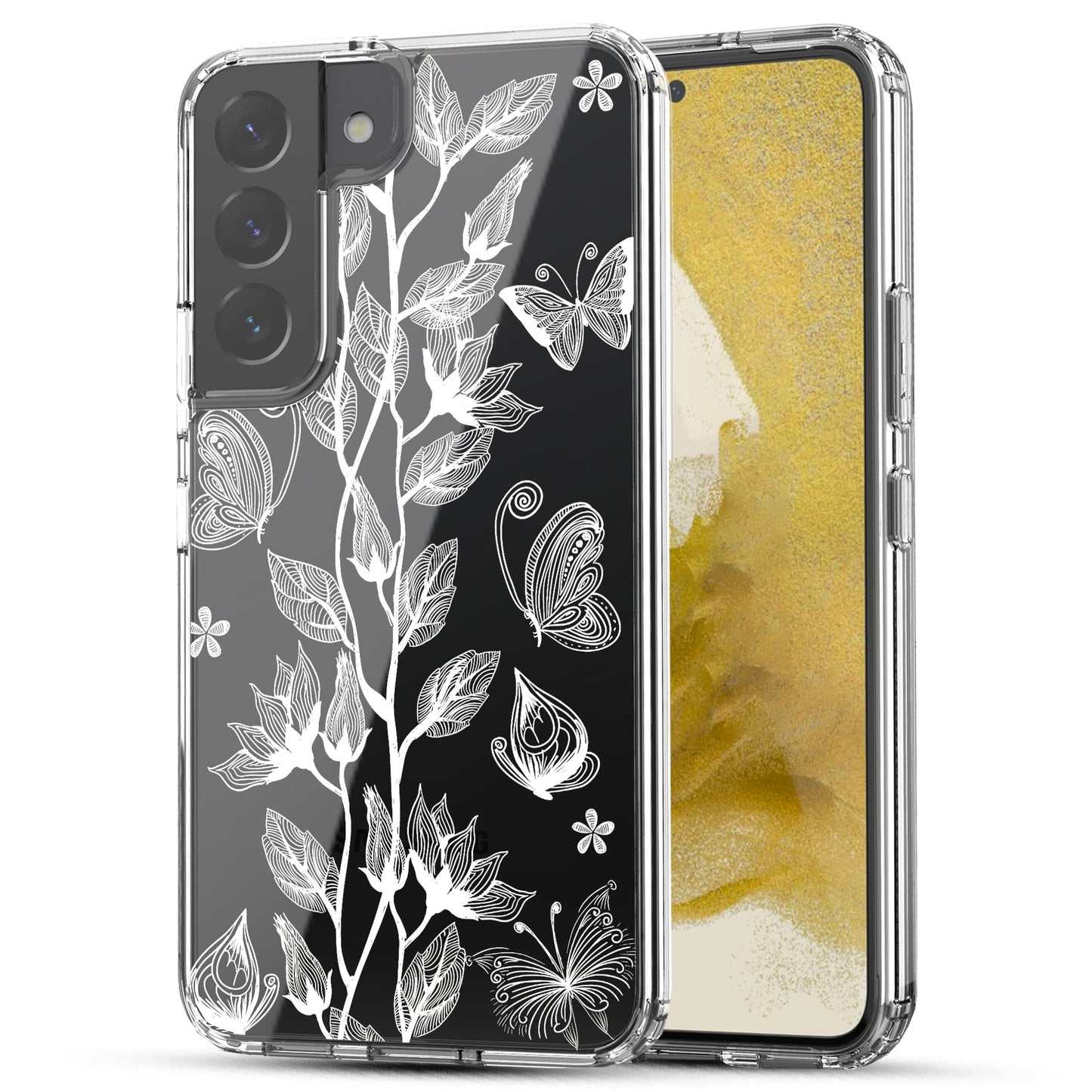 Samsung Galaxy S22 (5G) Case, Anti-Scratch Clear Case - Flower and Butterfly