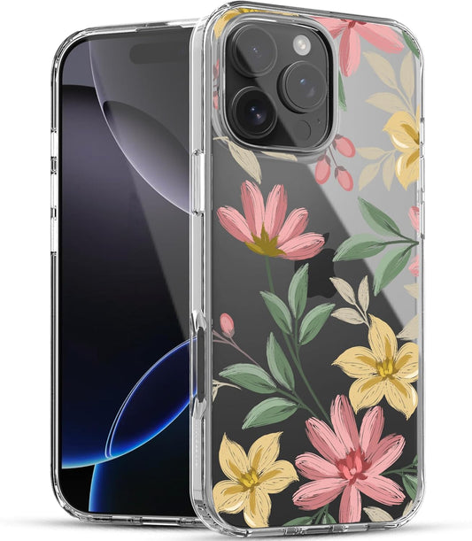 iPhone 16 Pro Case, Anti-Scratch Clear Case - Floral Painting