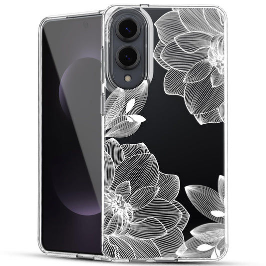 Samsung Galaxy S25 Edge Case, Anti-Scratch Clear Case with Design - White  Lace Chrysanthemum