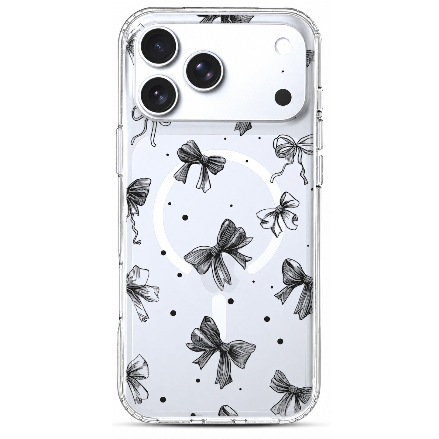 iPhone 17 Pro Case, Anti-Scratch Clear Case - Cute Black Ribbon