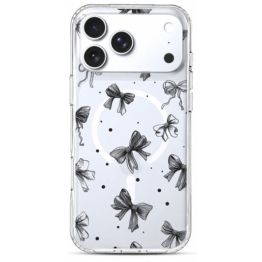 iPhone 17 Pro Case, Anti-Scratch Clear Case - Cute Black Ribbon