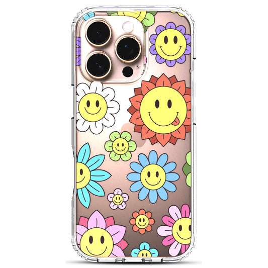 iPhone 16 Pro Max Case, Anti-Scratch Clear Case - Rainbow Happy Face