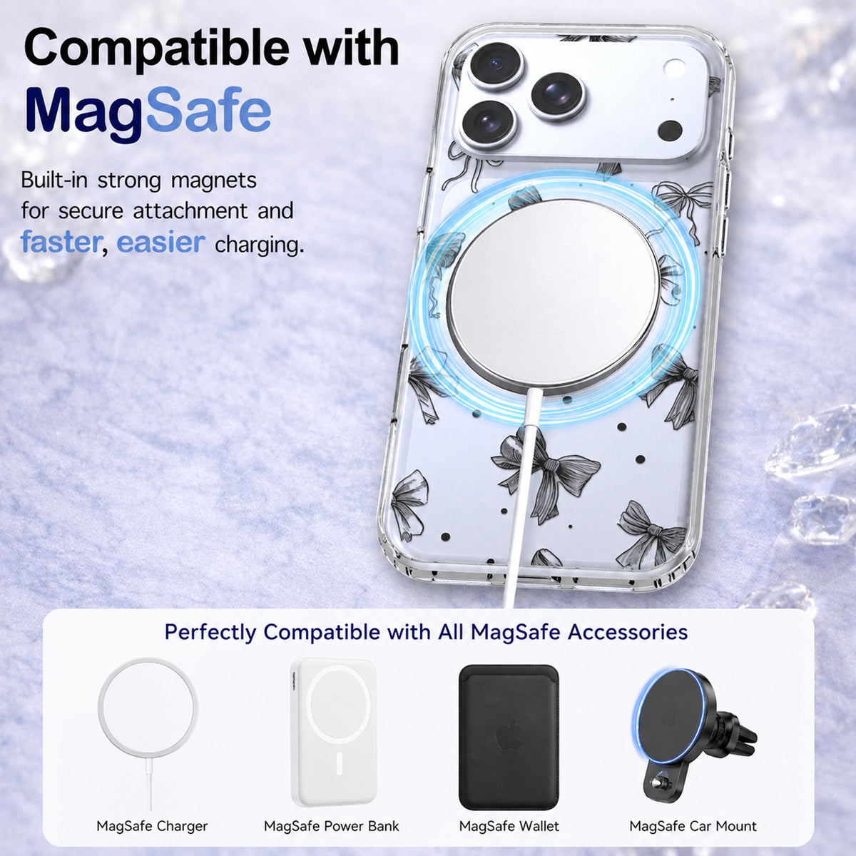 iPhone 18 Pro Max Case, Anti-Scratch Clear Case - Cute Black Ribbon