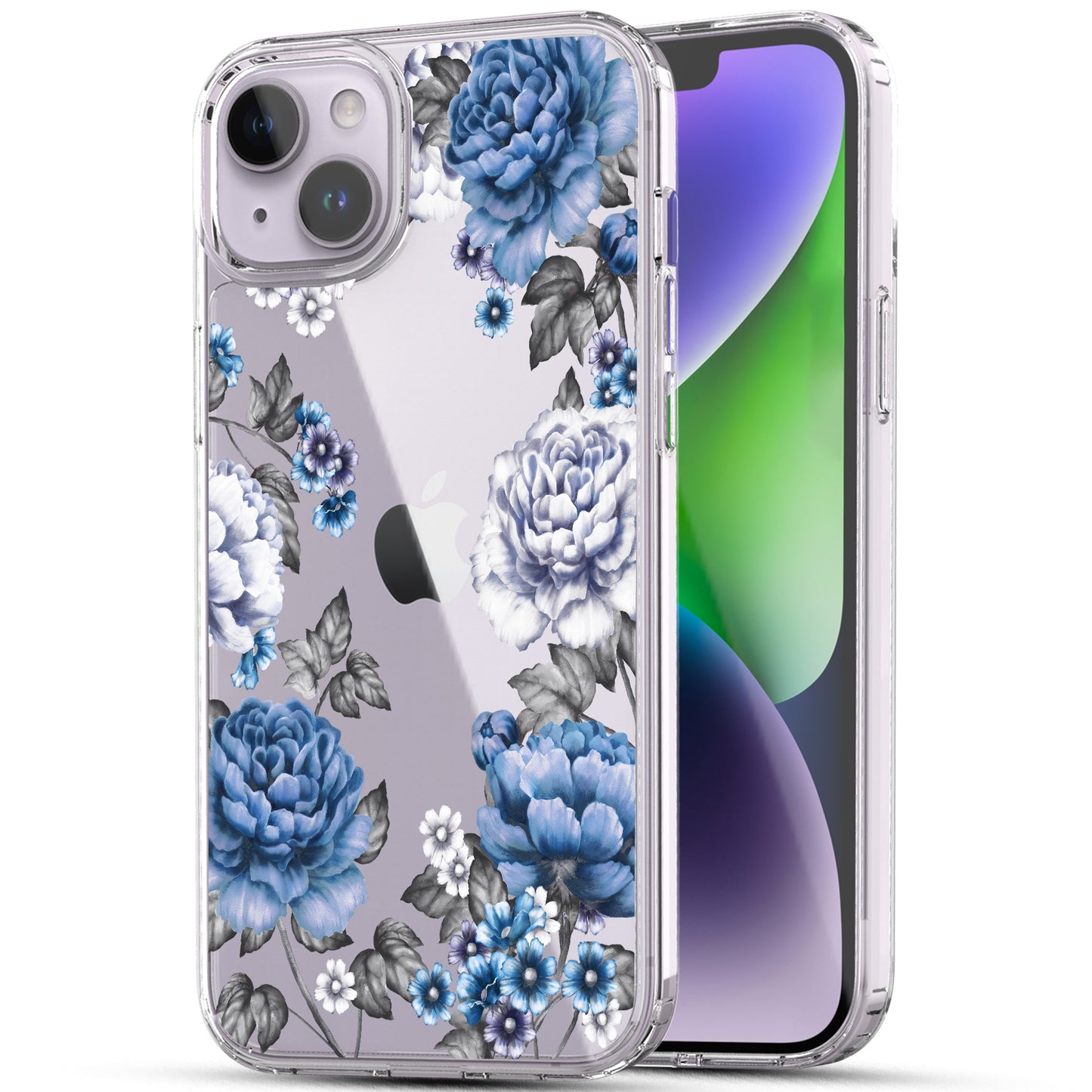 iPhone 14 Case, Anti-Scratch Clear Case - Blue Rose