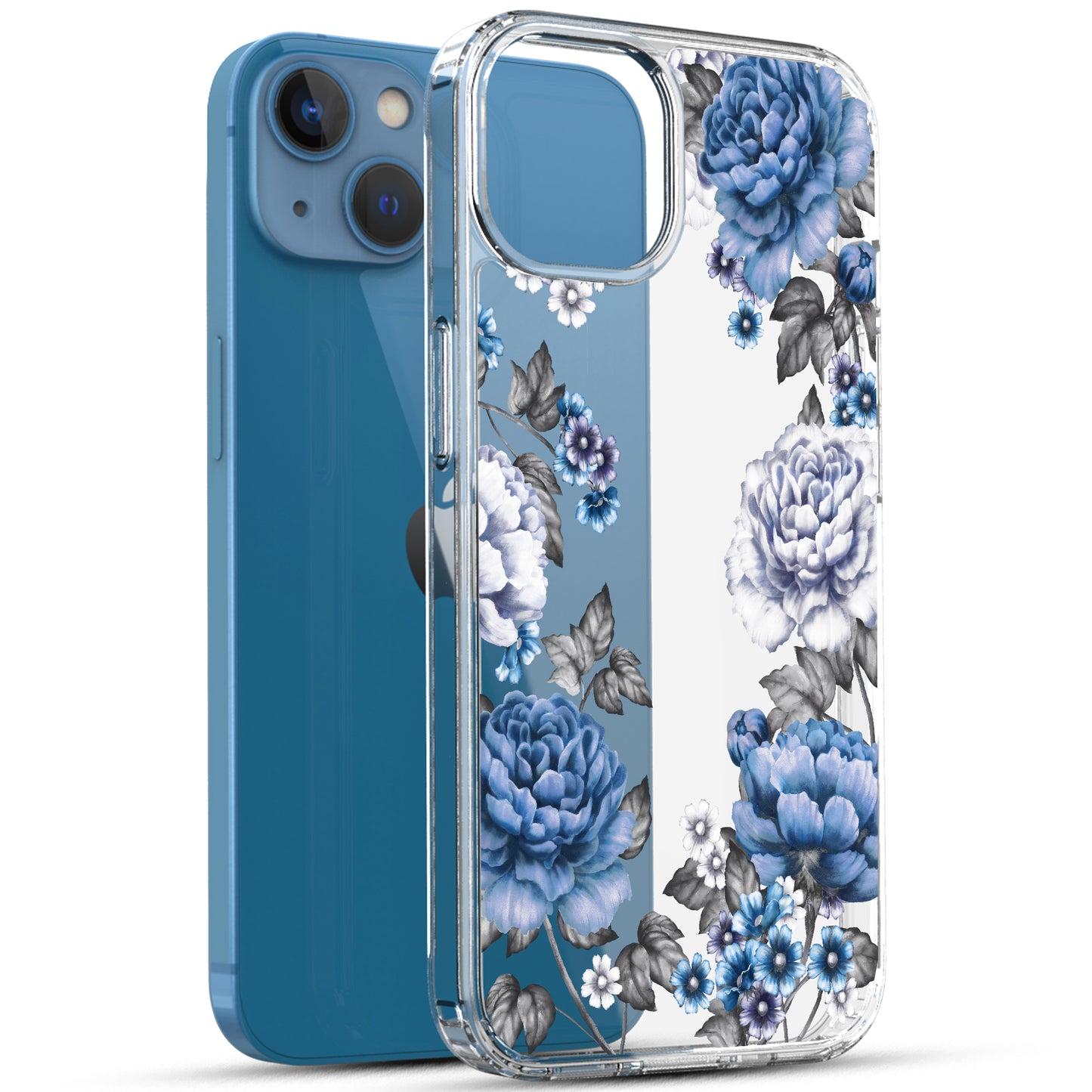 iPhone 13 Case, Anti-Scratch Clear Case - Blue Rose