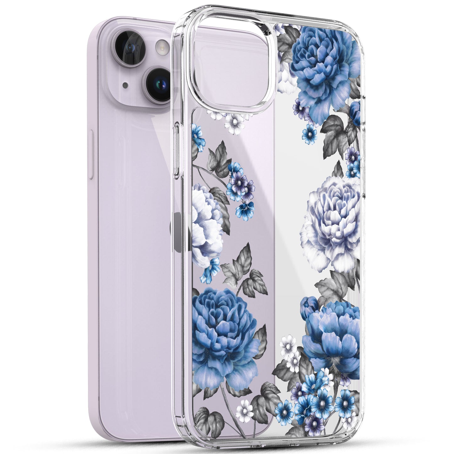 iPhone 14 Case, Anti-Scratch Clear Case - Blue Rose