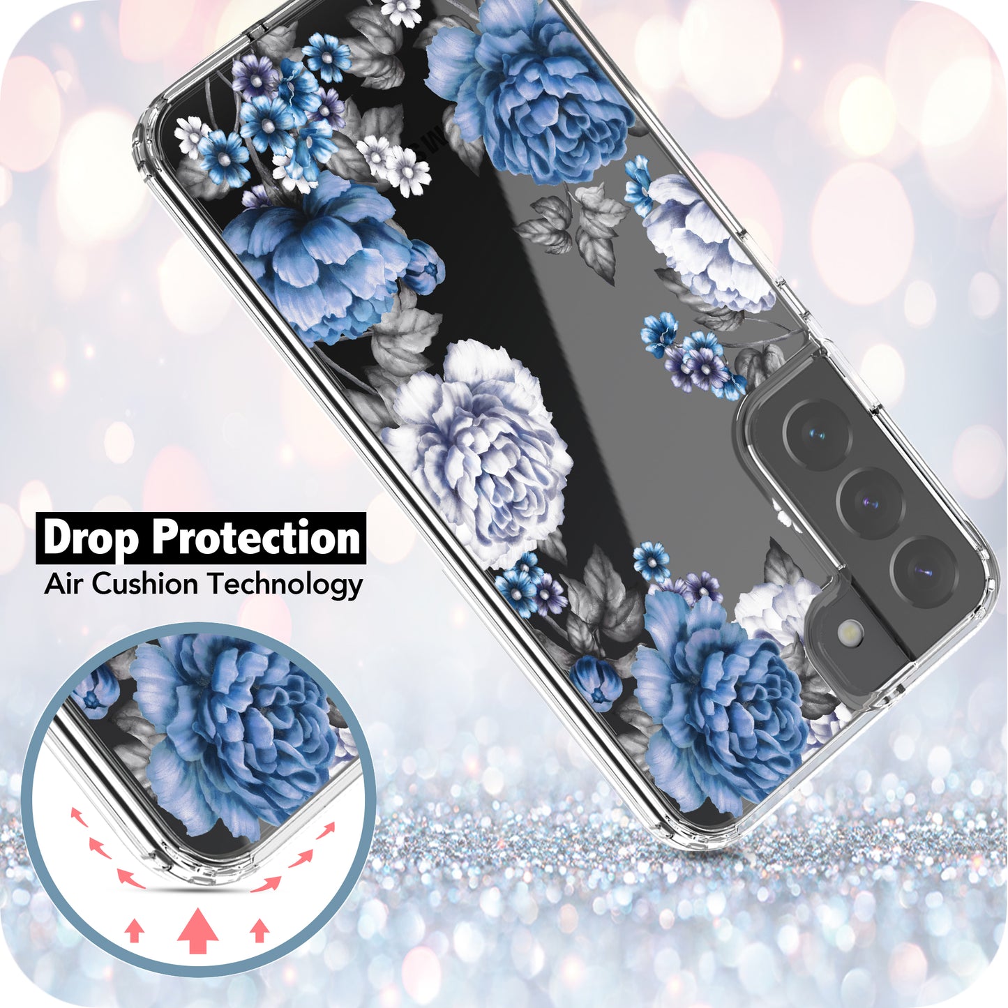 Samsung Galaxy S22 Plus (5G) Case, Anti-Scratch Clear Case - Blue Roses