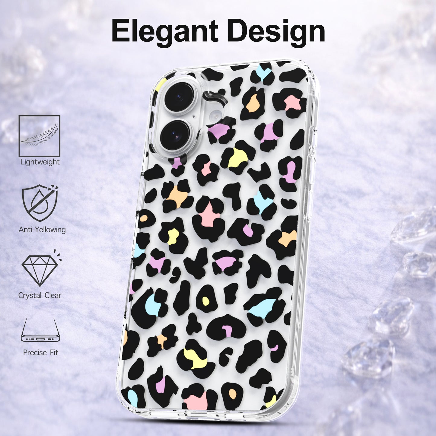 iPhone 16 Plus Case, Anti-Scratch Clear Case - Colorful Leopard